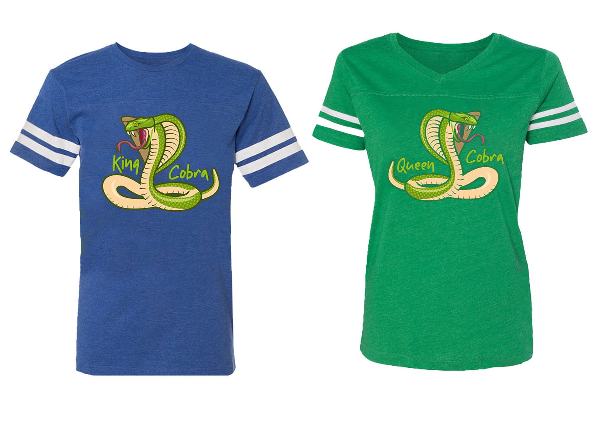 Cobra King Queen Matching Couple Cotton Jerseys (Men Royal / Women