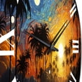 thumbnail image 3 of Designart "Palm Trees Tropical Painting I" Landscapes Oversized Wall Clock, 3 of 5