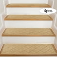 thumbnail image 3 of SHEIGUANNI Stair Treads for Wooden Steps Indoor, 4 Pack 8" X 30" Non Slip Carpet Stair Treads for Kids Elders and Dogs, Surface Polyester TPR Backing Stair Rugs-Beige, 3 of 8