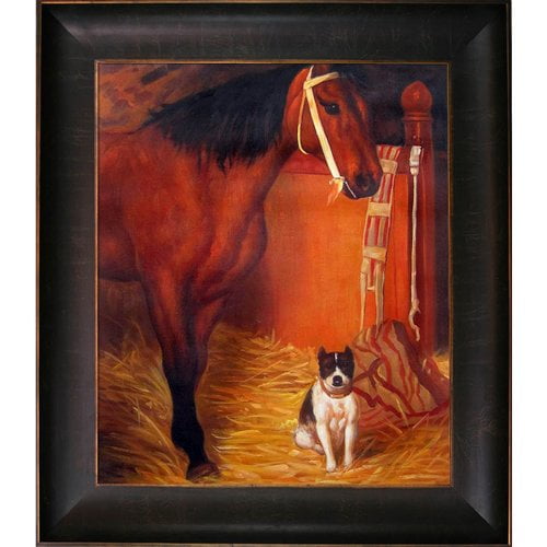 La Pastiche 'At The Stables, Horse and Dog, 1861' by Edgar Degas Framed Painting Print
