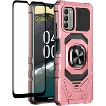 SPY Case for Nokia C110 Case Cover w/Tempered Glass Screen Protector Ring Kickstand - Rose Gold
