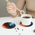thumbnail image 6 of Pofeuu Red And Blue Fire Cat Print Leather Coasters Set of 6, Round Cups Mugs Mat Pad for Home Kitchen Heat Resistant Drink Coasters,Round Shape, 6 of 7