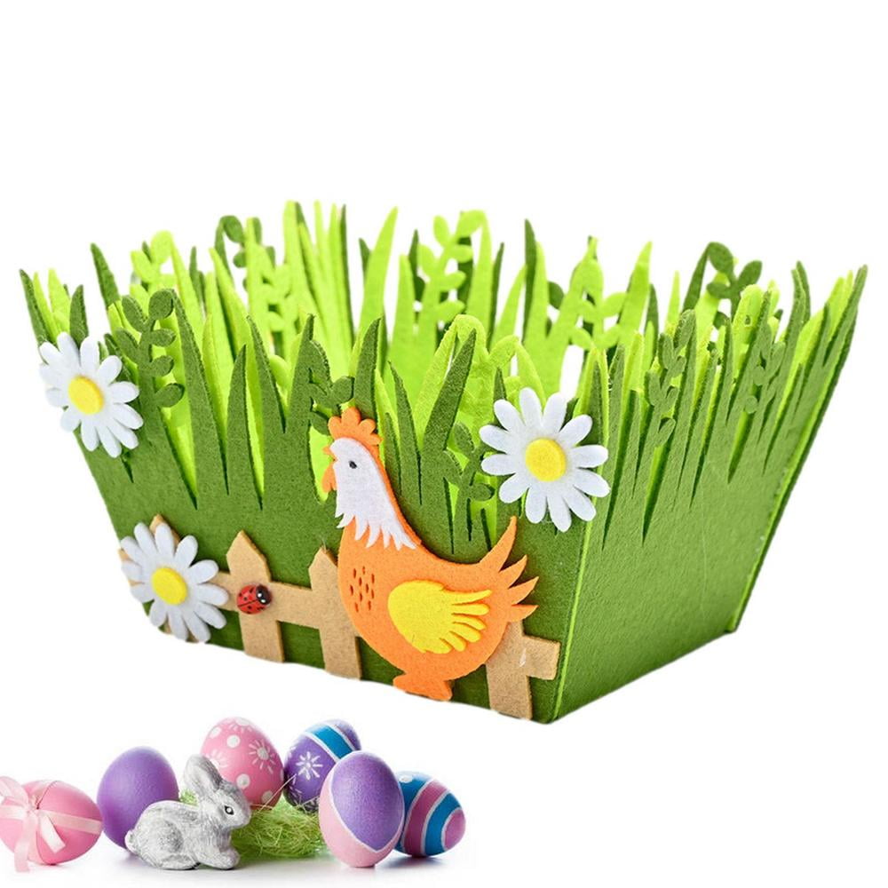 Laideyi Easter Eggs Hunt Basket Nonwoven Fabric Square Small Empty Baskets Easter Basket Large