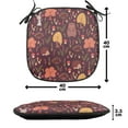 thumbnail image 4 of Autumn Chair Seating Cushion Set of 4, Funny Forest Animals Fall Buddies Bear Rabbit Hedgehog Woodland Friends, Seat Pads with Anti-slip Backing, 16"x16", Maroon and Multicolor, by Ambesonne, 4 of 7