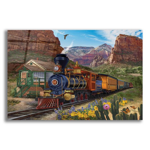 Epic Art 'Canyon Express' by Bigelow Illustrations, Acrylic Glass Wall Art, 24"x16"