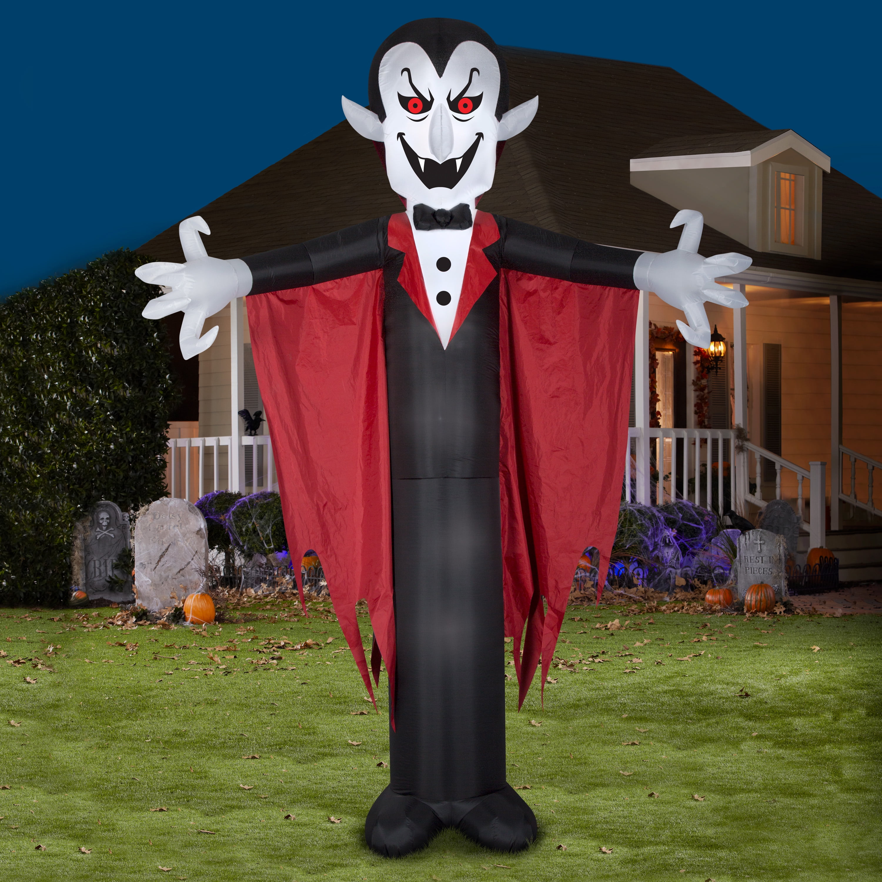 Scary Halloween Dracula with Cape 12' Tall Vampire Airblown Inflatable Yard Prop 