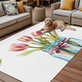 thumbnail image 2 of Fsddascl Tulip Flower Outdoor Rug for Patio/Deck/Porch, Non-Slip Large Area Rug 5 x 8 Ft, Spring Oil Painting Floral Leaf Bow Vase Indoor Outdoor Rugs Washable Area Rugs, Camping Rug Carpet, 2 of 5