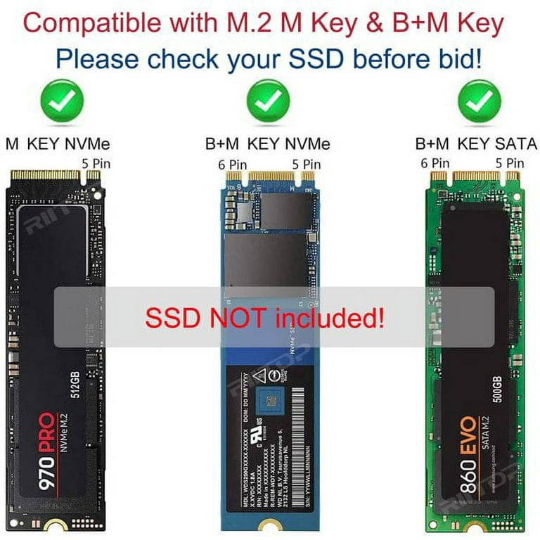 M.2 to USB Adapter, RIITOP NVMe to USB 3.0 Reader Card Compatible