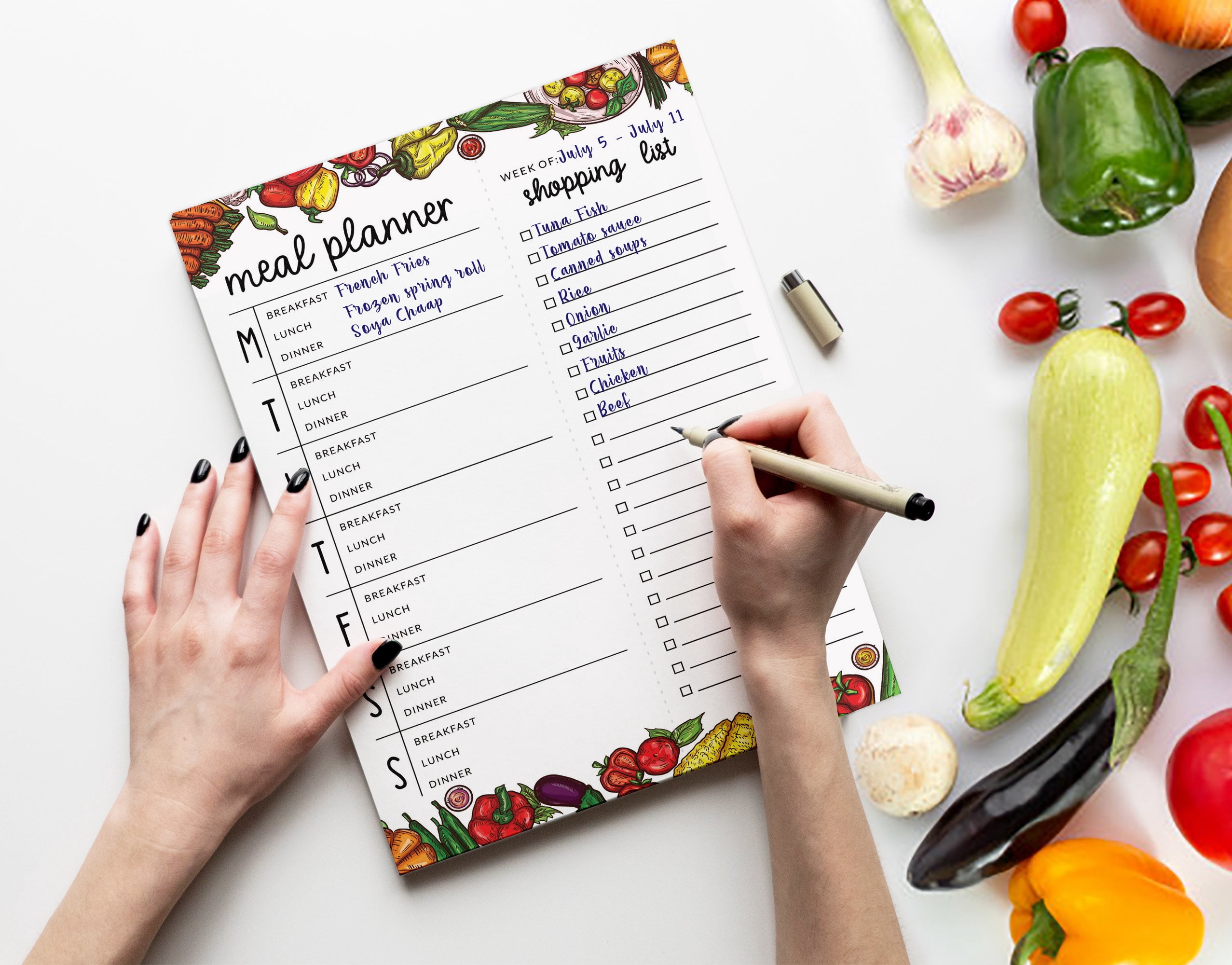 Inkdotpot Weekly Meal Planner Notepad 7"x10 , "Meal Planner" Magnetic Meal Planning Pad with Tear Off Grocery Shopping List for Fridge- Kitchen & Home - 54 Sheets -AS
