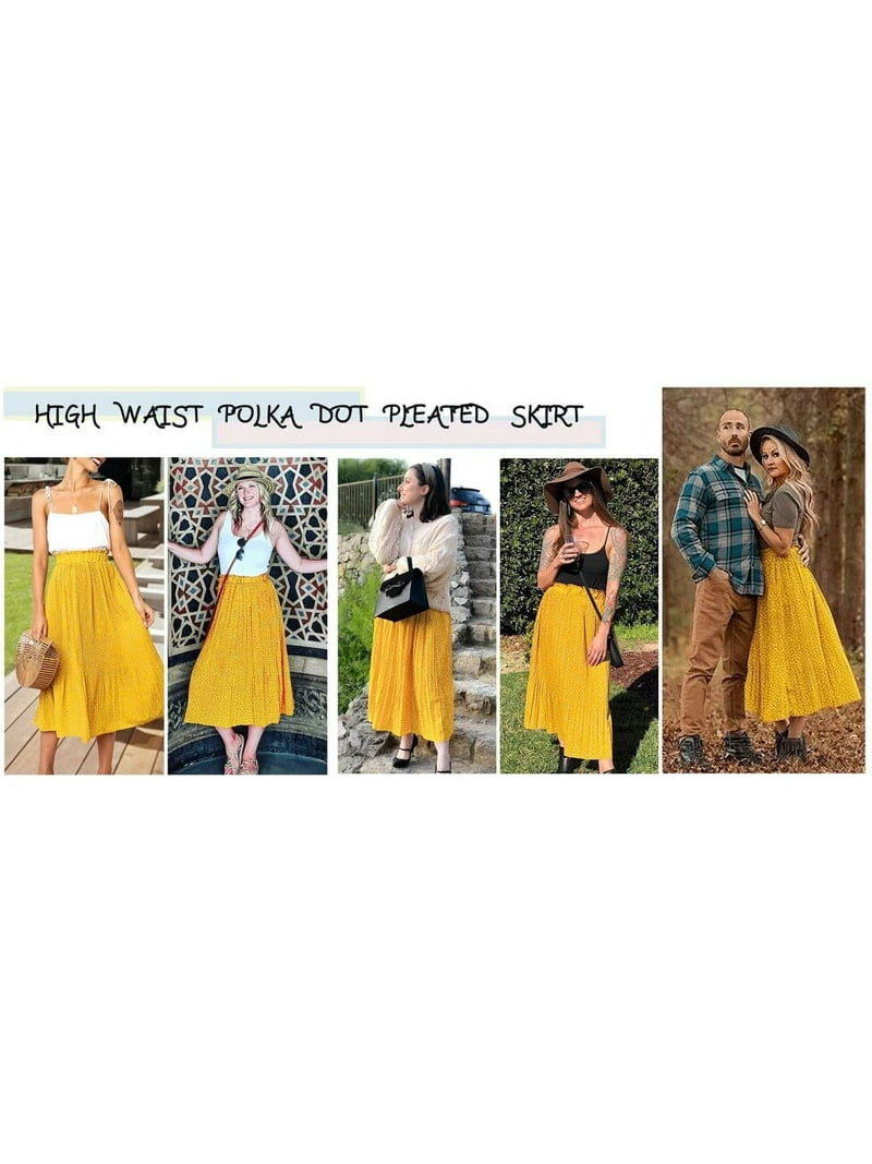 Fantaslook Women's Elastic High Waist Polka Dot Midi Skirt Fantaslook Women's Elastic High Waist Polka Dot Midi Skirt