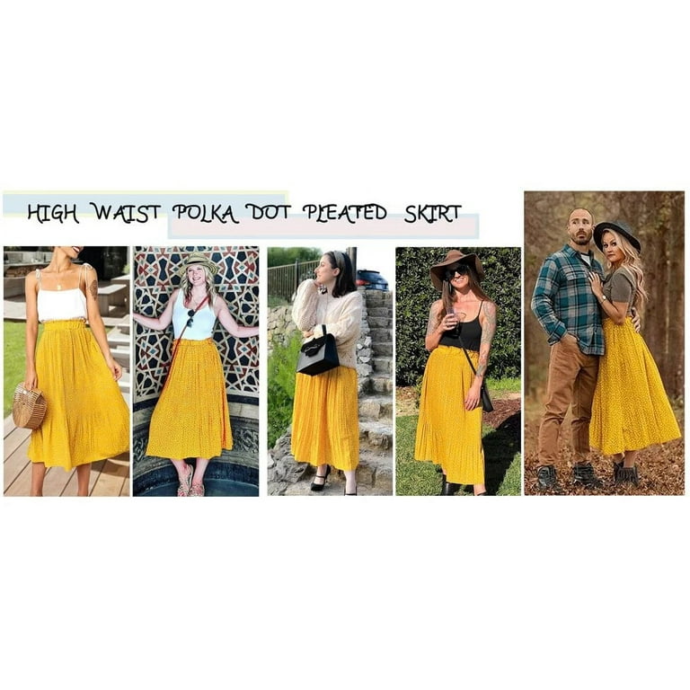Fantaslook Women's High Waist Midi Polka Dot Skirt with Fantaslook Women's High Waist Midi Polka Dot Skirt with