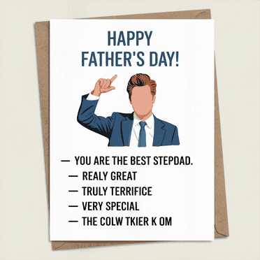 Happy Father's Day Greeting Card - Funny Stepdad Appreciation Card with Blank Inside and Envelope