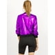 thumbnail image 5 of Disfraz de Halloween Allegra K Chaqueta de Bombardero Brillante Holográfico Metálico Ligero Morado oscuro M, 5 of 6