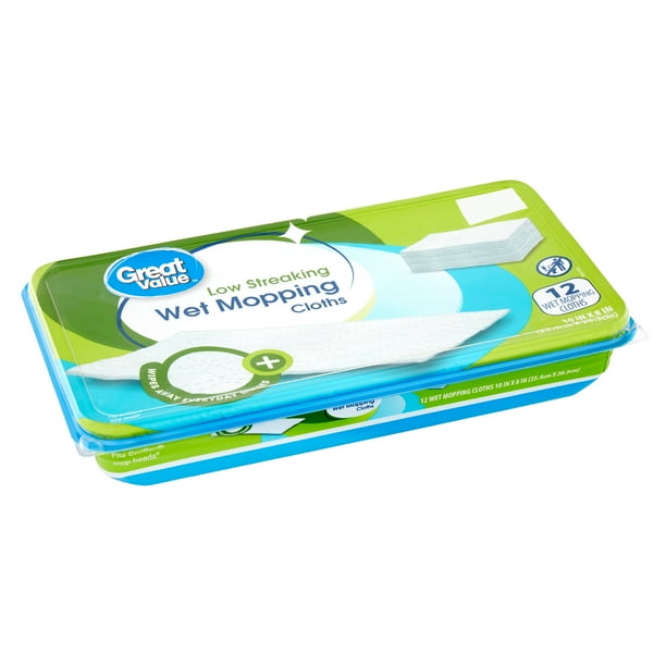 Great Value Low Streaking Wet Mopping Cloths, 12 Count