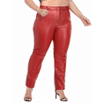 thumbnail image 2 of HDE Women's Plus Size High Waisted Faux Leather Pants with Pockets Red 4X, 2 of 5