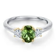 thumbnail image 3 of Gem Stone King 10K Two Tone Gold Green Tourmaline and White Moissanite Engagement Ring for Women | 1.02 Cttw | Oval 7X5MM | Gemstone October Birthstone | Size 5, 3 of 7
