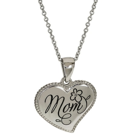 Connections from Hallmark Stainless Steel Mom Heart Pendant, 18