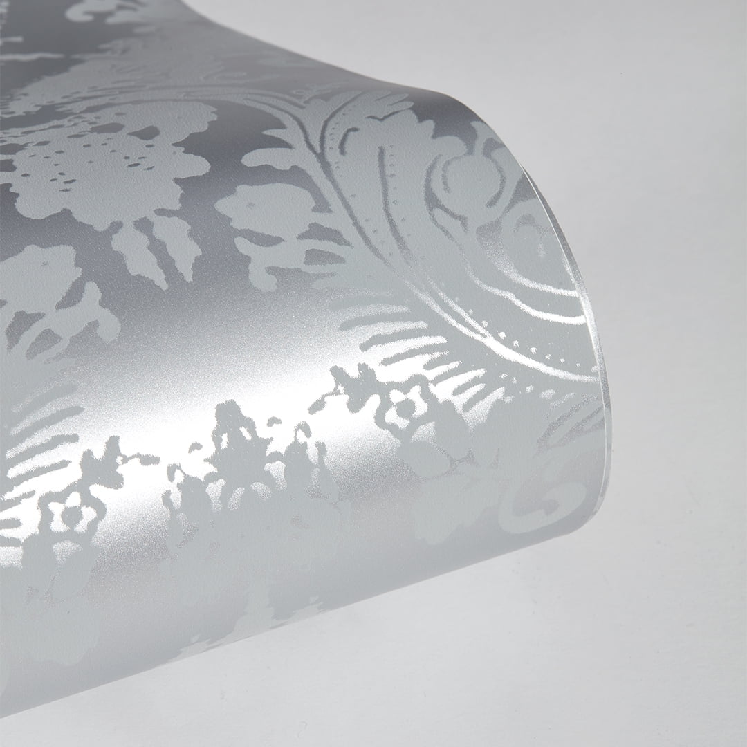 Tempaper Textured Damsel Metallic Platinum Peel and Stick Damask Wallpaper, 20.5" x 16.5'