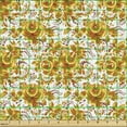 thumbnail image 2 of Ambesonne Autumn Damask Fabric by the Yard Upholstery, Detailed Floral Scene, 2 Yards, Yellow and Dark Orange, 2 of 5