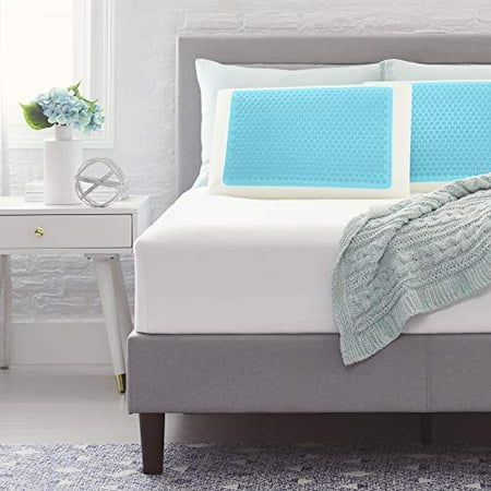 Comfort Revolution F01-00699-ST0 Blue Bubble Gel + Memory Foam Pillow, Standard, White