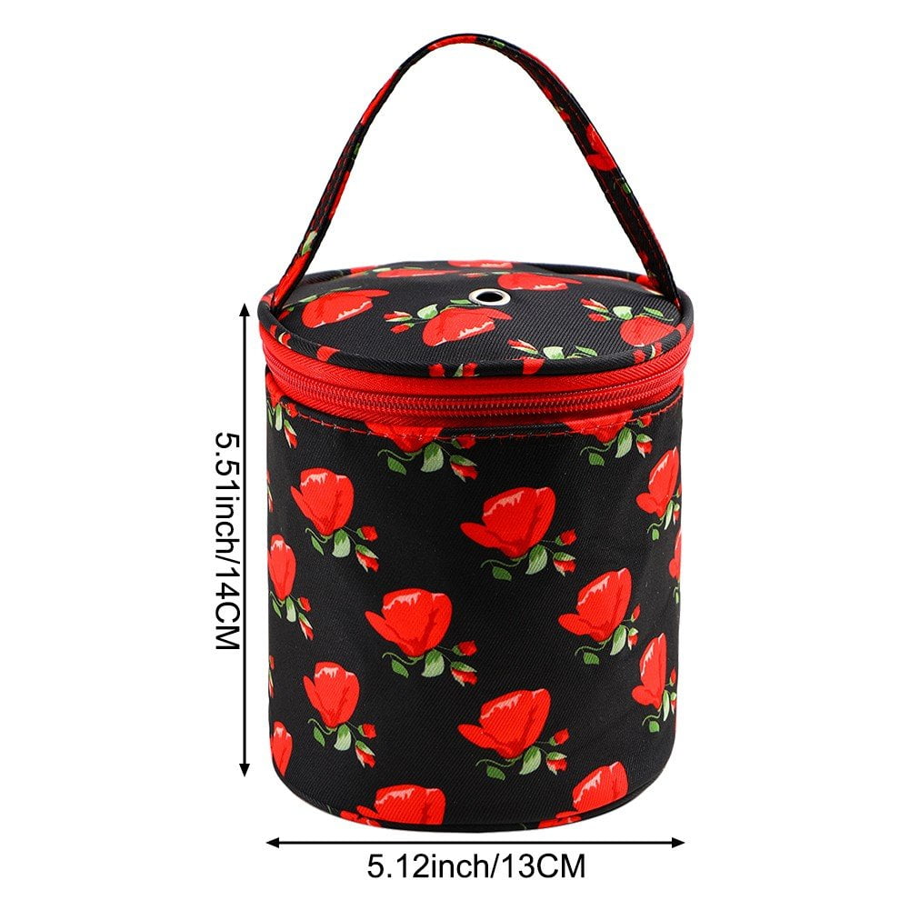 Empty Small Yarn Storage Organizer Bag, Portable Yarn Storage Bag, Round Knitting Bag, Zipper Crochet Bags Knitting Organizers Handbag for Yarns Sewing Tools