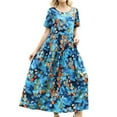 thumbnail image 1 of Frontwalk Women Long Dress Crew Neck Sundress Floral Printed Maxi Dresses Summer Tunic Short Sleeve Picture color 12 XS, 1 of 3