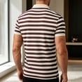 thumbnail image 6 of Mens Polo Shirts Loose Bussiness Striped Shirt Cotton Moisture Wicking Classic Collared Casual Golf Shirts for Middle-aged Size M-4XL Coffee, 6 of 9