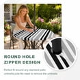 thumbnail image 4 of Round Outdoor Tablecloth with Umbrella Hole and Zipper, Black Grey Stripes Tablecloth with Elastic Waterproof, Simple Striped Lines Minimalist Modern Patio Table Covers for 45" - 54" Pool Tables, 4 of 9
