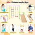 thumbnail image 5 of Resenkos 8-in-1 Metal Indoor Jungle Gym with Monkey Bars - Multicolor, 5 of 8