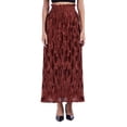 thumbnail image 5 of WBQ Women's Boho Elastic Waist Argyle Print Pleated Midi Skirt Brown Tag L/US 10, 5 of 11