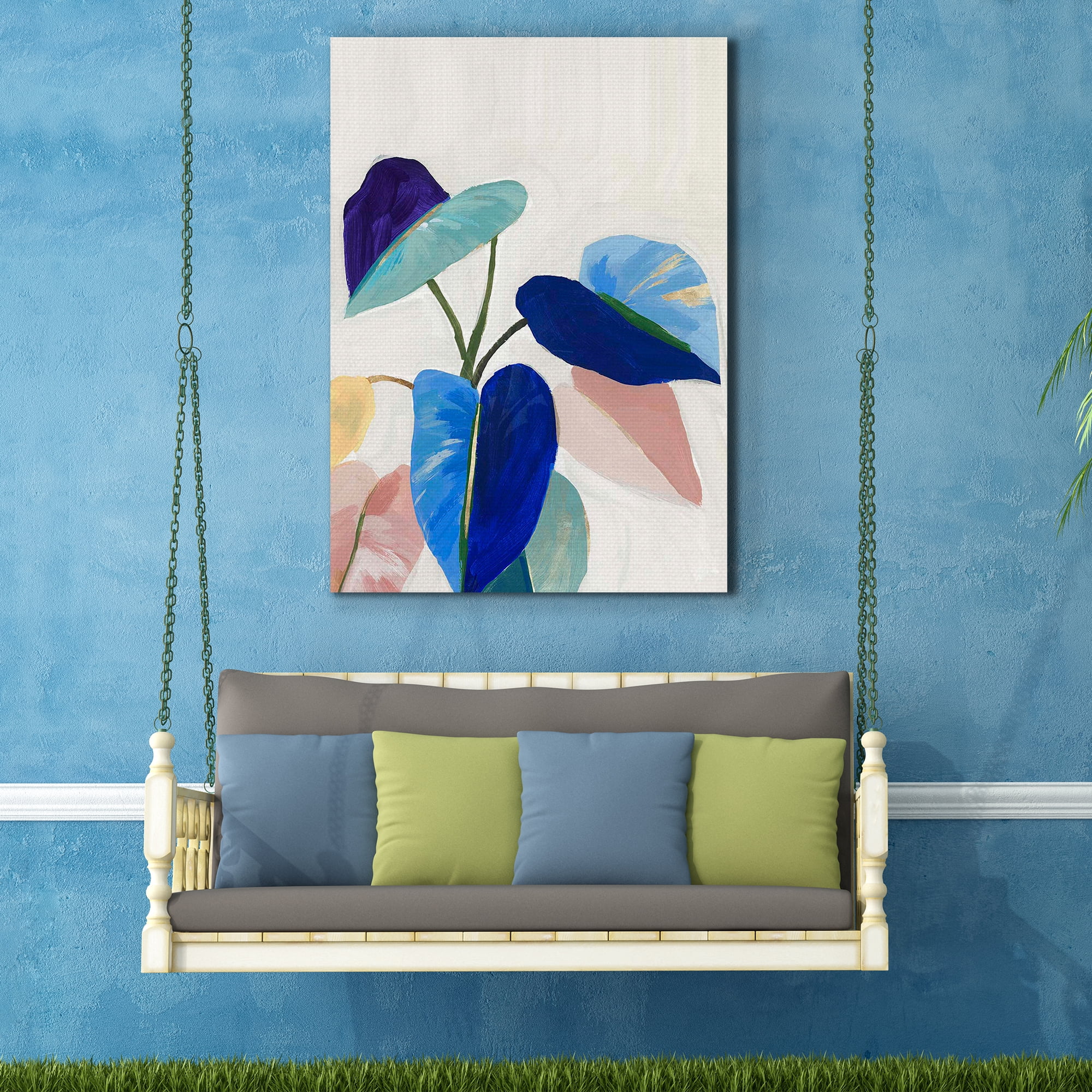 American Art Decor Abstract Tropical Plants Outdoor Canvas Art Decor Print | Large Decorative Wall Mount Painting | Waterproof - 28 x 40 inch