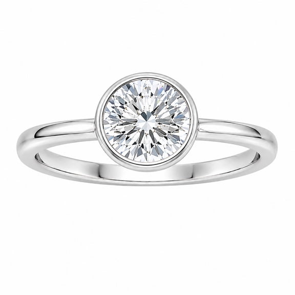 Diamonair Lab-Grown Diamond Solitaire Bezel Set Ring for Women | 14K White Gold | Round Cut | Bezel Setting | F Color, VS Clarity | 4.00 Total Carat Weight