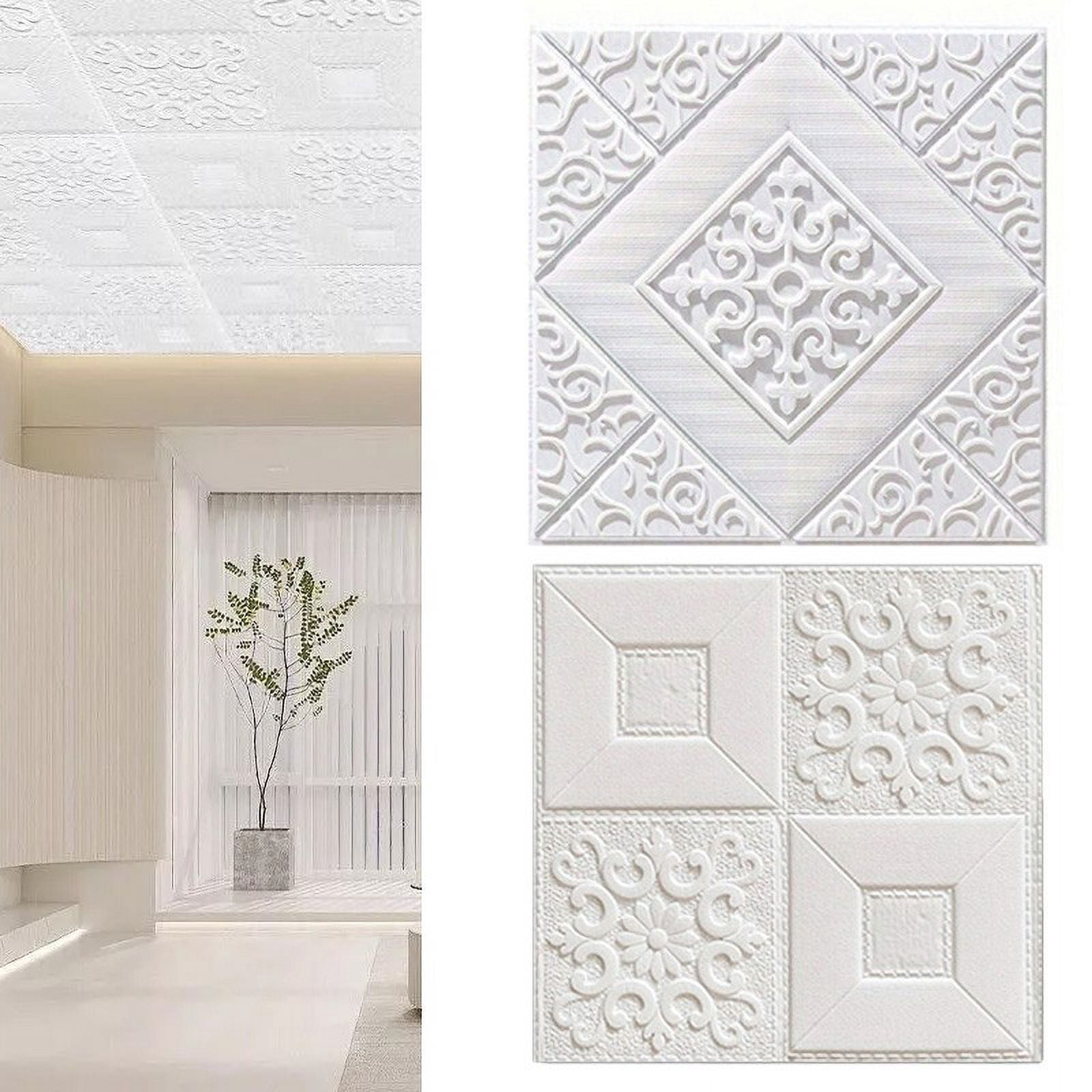 30Pcs 3D Foam Tile Brick Wall Sticker Self-Stick Waterproof Ceiling Panel