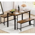 thumbnail image 3 of Bar Table with 2 Dining Benches, Kitchen Table Counter with Chairs, Industrial for Kitchen Breakfast Table, Living Room, Party Room,Brown,43.3″L x 23.6″W x 29.9″H, 3 of 7