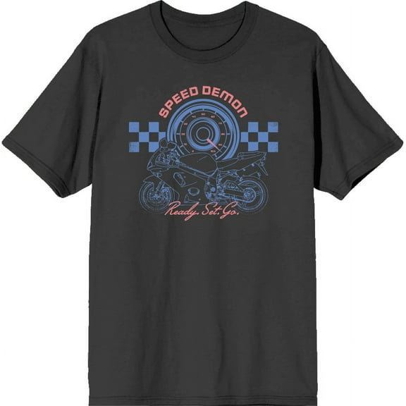 Sportsbike Race Speed Demon Charcoal Men's Crew Neck Short Sleeve Tee-Medium