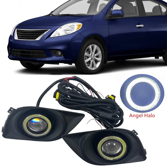For 12-14 Nissan Versa LED Fog Light COB Angel Eye Halo Ring & Wiring Switch US