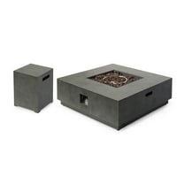 GDF Studio Jasmine Outdoor 50,000 BTU Square Fire Pit with Tank Holder, Concrete