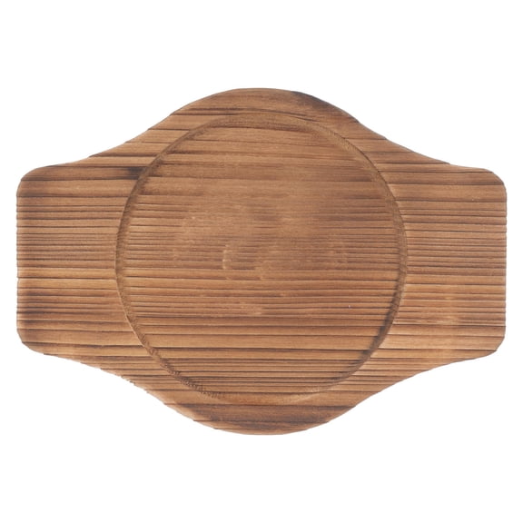 Toyvian Brown Thickened Wooden Casserole Tray with Side Handles for Hot Pots