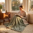 thumbnail image 6 of YAMB Heated Wearable Blanket Shawl, Portable USB Warm Heating Throw Wrap with Zipper, Soft Fleece Heating Cape for Home Office Outdoor Winter Use, Green, 6 of 8