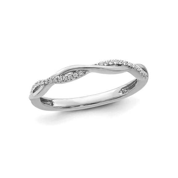 Gem & Harmony 1/12 Carat (Ctw) Diamond Wedding Ring Twist Band in 14K White Gold for Women