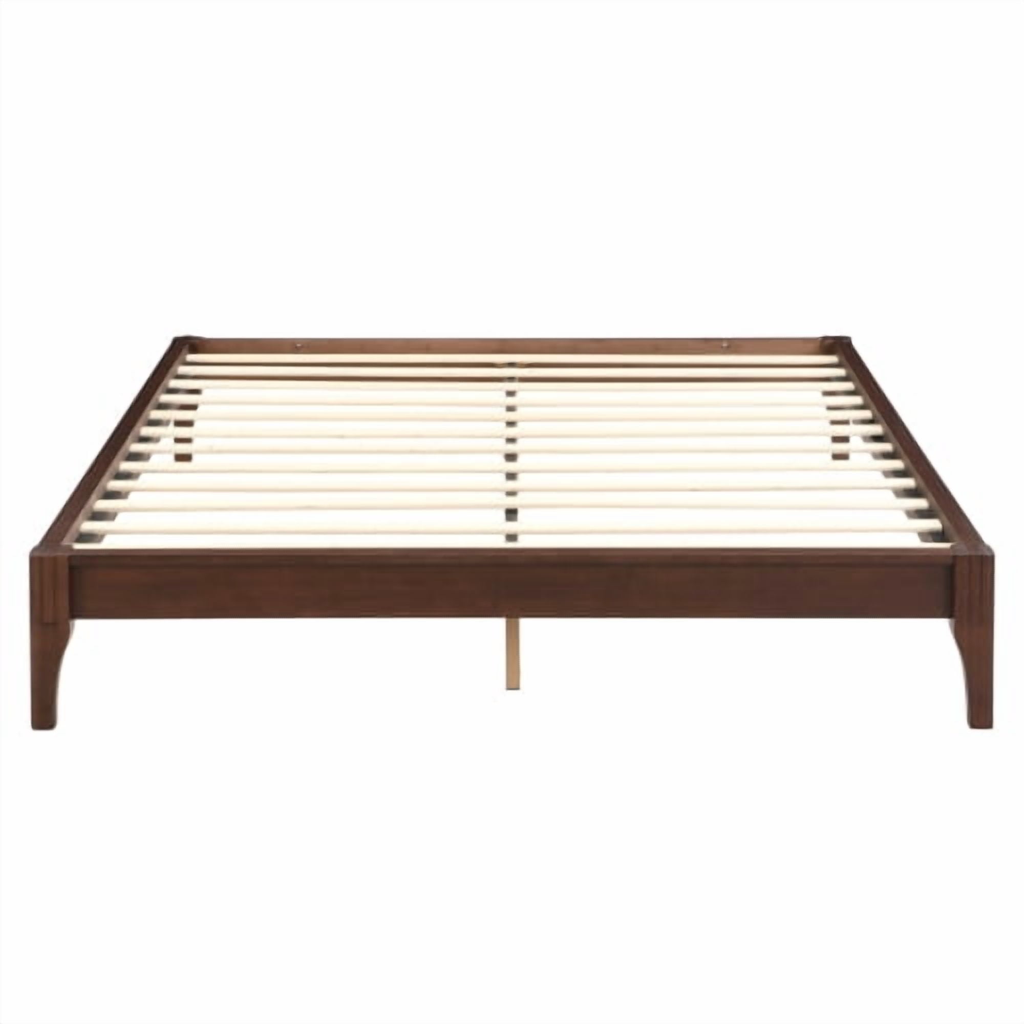 Euroco Dry Bamboo Wood Platform Bed Frame, 12 inch Height Queen Size Bed, Chocolate