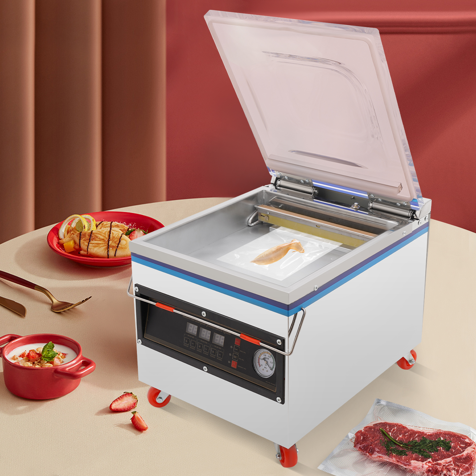 800W Commercial Vacuum Sealer Chamber Packing Sealing Machine Food Saver 110V