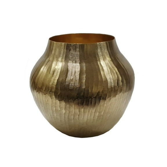 Gold Chisel Vase - 11" Aluminum Tabletop Decor - Elegant Decorative Accent for Home