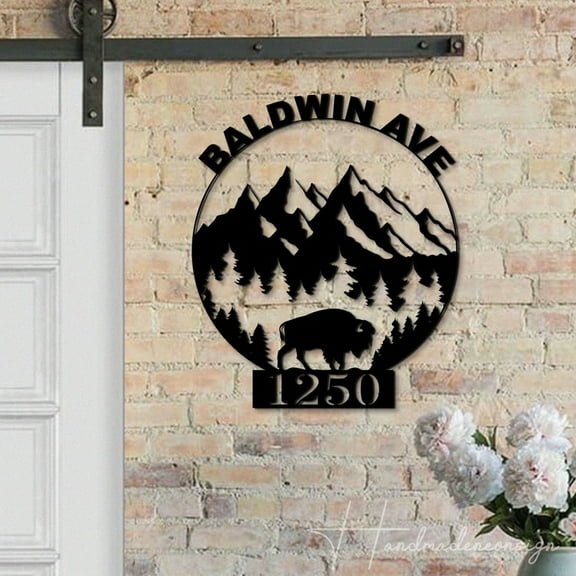 Handmadetneonsign Buffalo House Number Metal Wall Art LED Light - Personalized Sign Home Decor 60485