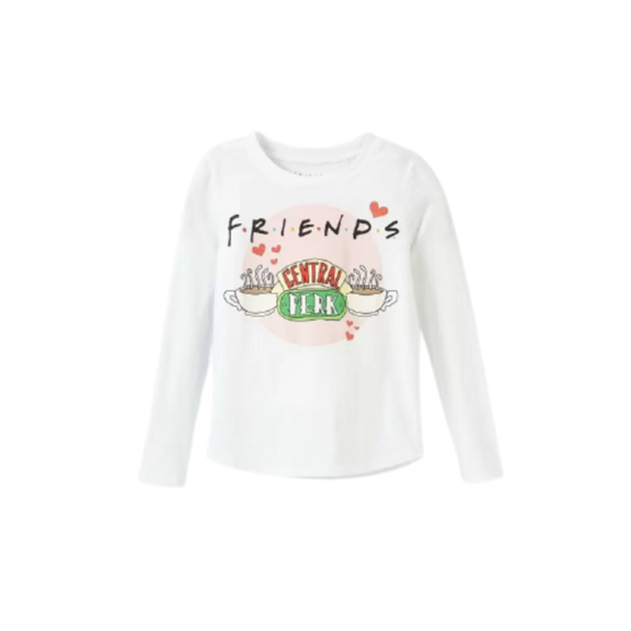 Friends Girls' Central Perk Long Sleeve Graphic T-Shirt In White, L (10/12)