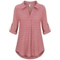 thumbnail image 2 of ADREAMLY Women's Plaid Shirts 3/4 Sleeve V Neck Work Blouses for Female, 2 of 6