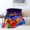 thumbnail image 5 of Farmhouse Purple Flower Blanket Colorful Floral Throw Blanket Ultra Cozy Super Soft Fleece Flower Stuff Gift Fuzzy Plush Bedding Blankets for Kids Teens Adults Girls Boys Women Men 80"x60", 5 of 6