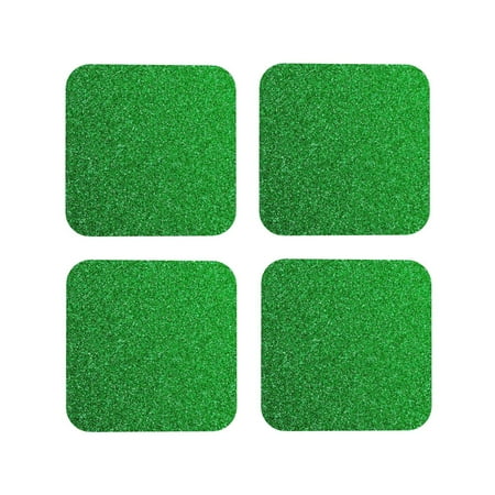 

Lukts Green Sparkling Shiny Print Leather Drinks Coasters Set of 4 Suitable or Drinks Furniture Protection and Easy Clean up-Square