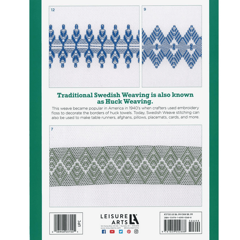 Leisure Arts, Swedish Weave Towel Kit, Ocean Waves Blue, 85797