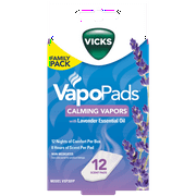 Vicks Calming Menthol and Lavender VapoPads, for Cold and Flu, 12 Pack, VSP30FP